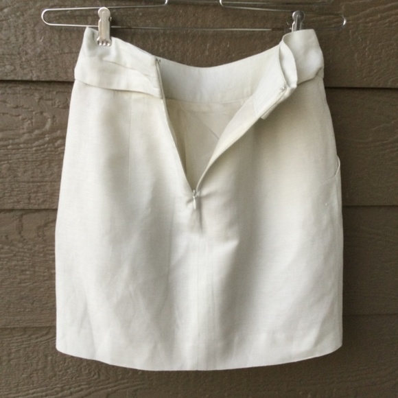 Johnny Arnold The Limit women's fancy skirt Ivory linen blend Size 0 - Picture 3 of 12